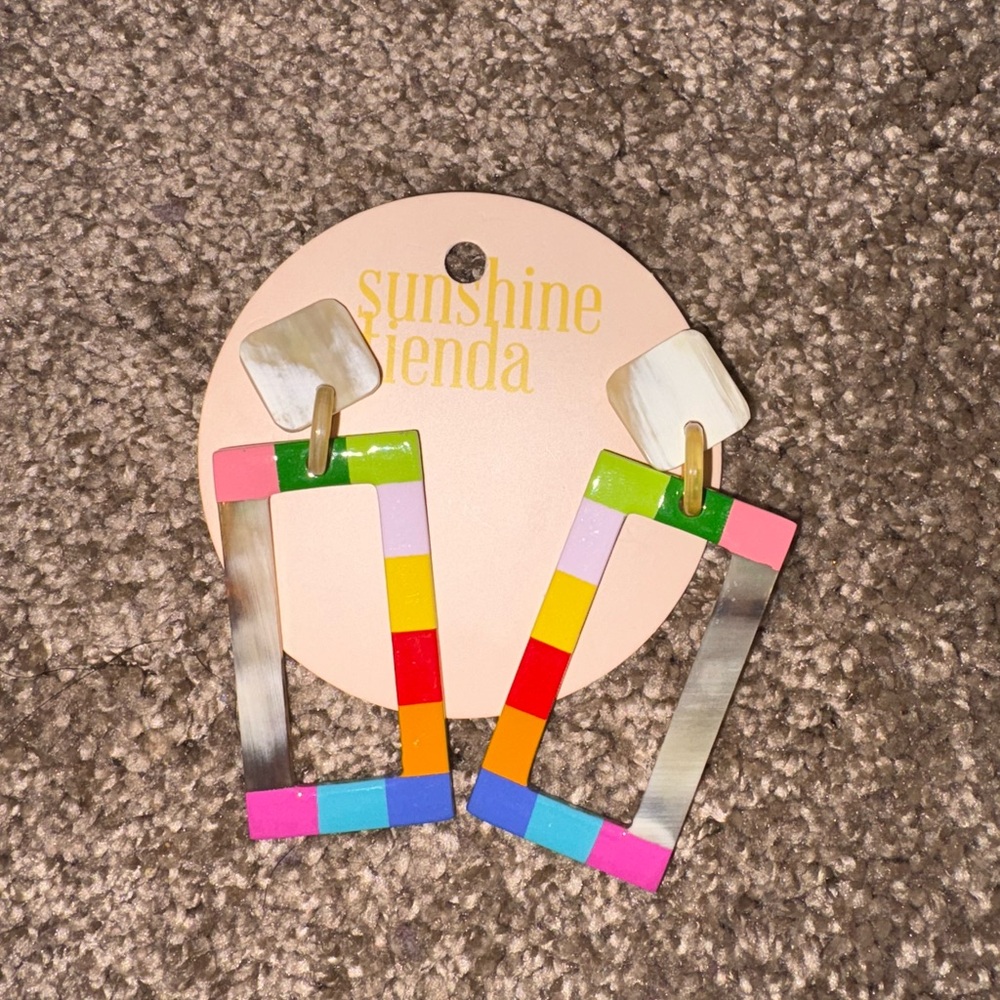 Rainbow Colorblock earrings - Picture 3 of 5